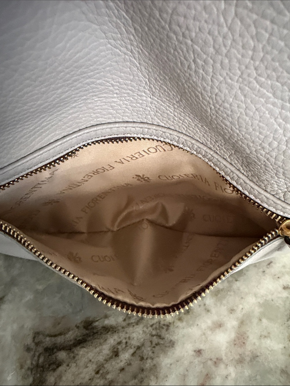 Pebbled Leather Crossbody Bag in Light Gray - Picture 5 of 8